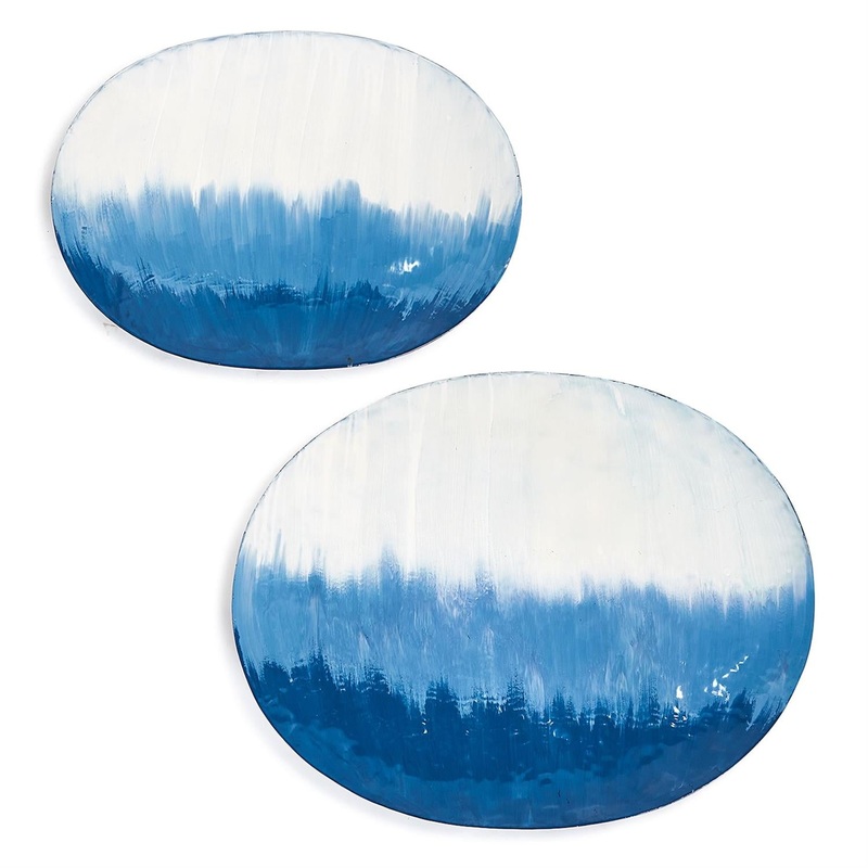 Two’s Company Set Of 2 Bermuda Wave Decorative Platter/Wall Decor – Iron/Enamel