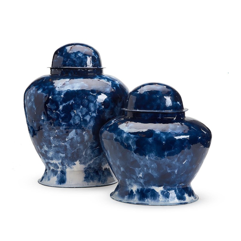 Two’s Company Two’s Company Midnight Sky Set of 2 Covered Jar – Iron/Enamel