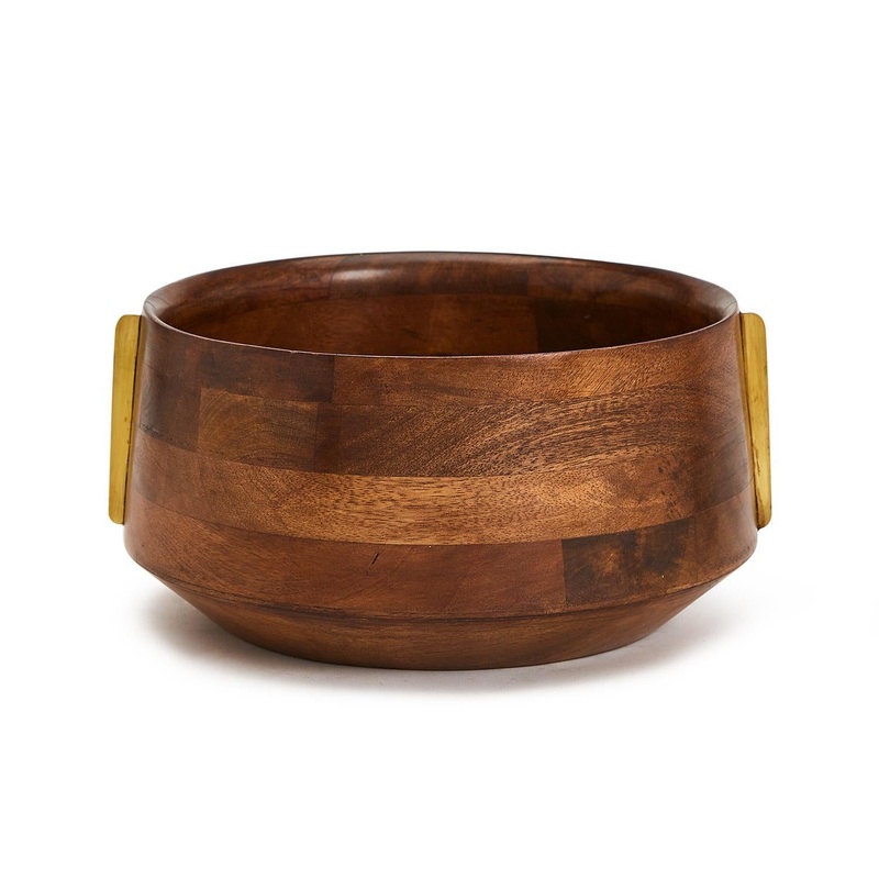 Two’s Company Two’s Company Milo Mango Wood Serving Bowl withBrass Accent