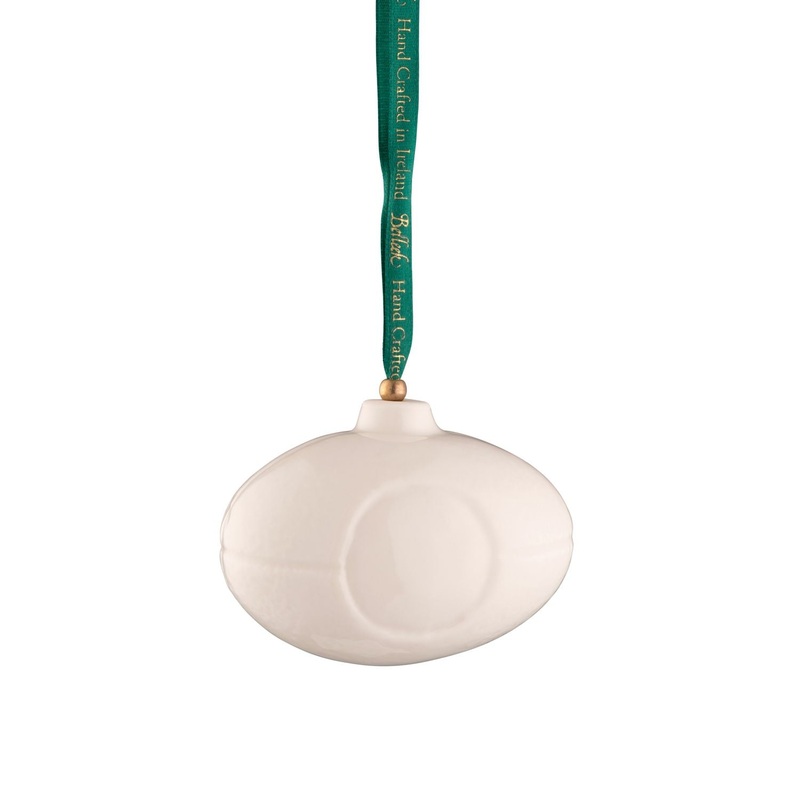 Belleek Classic Ornaments – Rugby/American Football Ornament, 2.75(W) x 1.96(H)