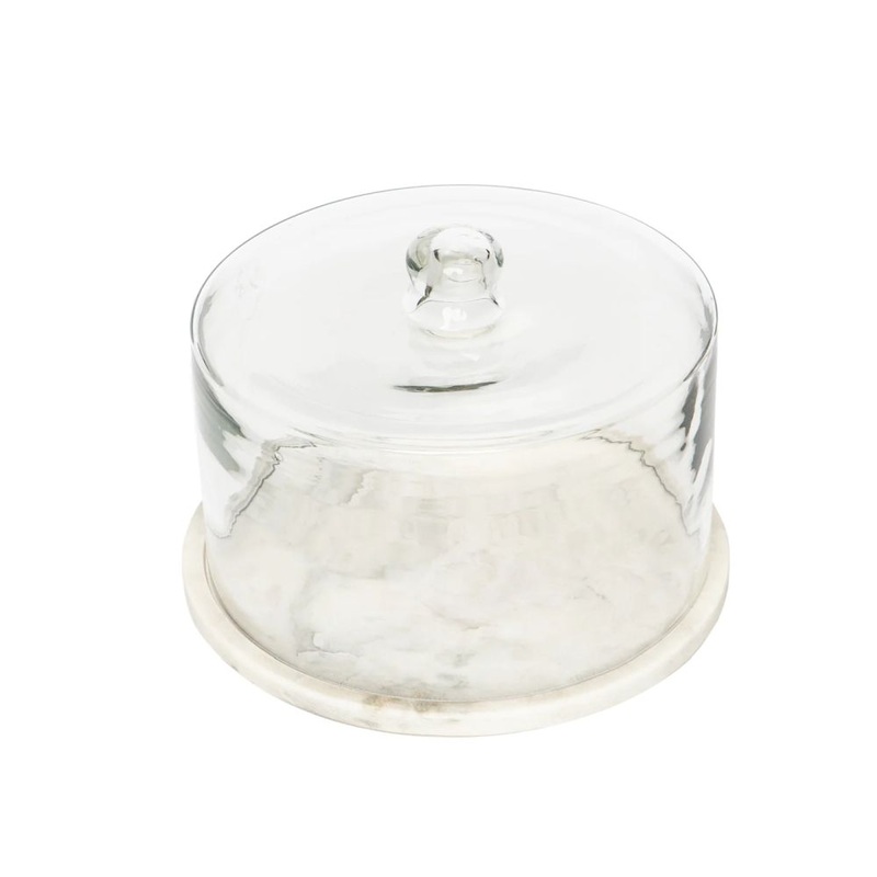 Caravan Home Glass Dome Marble Plate 10X7
