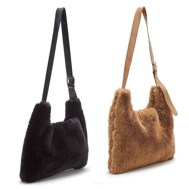 Constant Companion Plush Vegan Fur Shoulder Bag with Straps Assorted 2 Colors