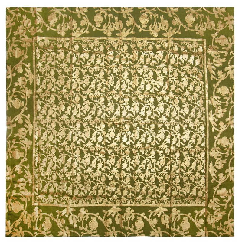 Couleur Nature Saint-Remy D’Or Et Vert/Green Tablecloth
