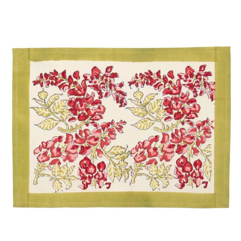 Couleur Nature Wisteria Green/Pink Placemats 15X18 – Set Of 6