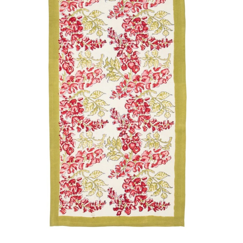 Couleur Nature Wisteria Green/Pink Table Runner