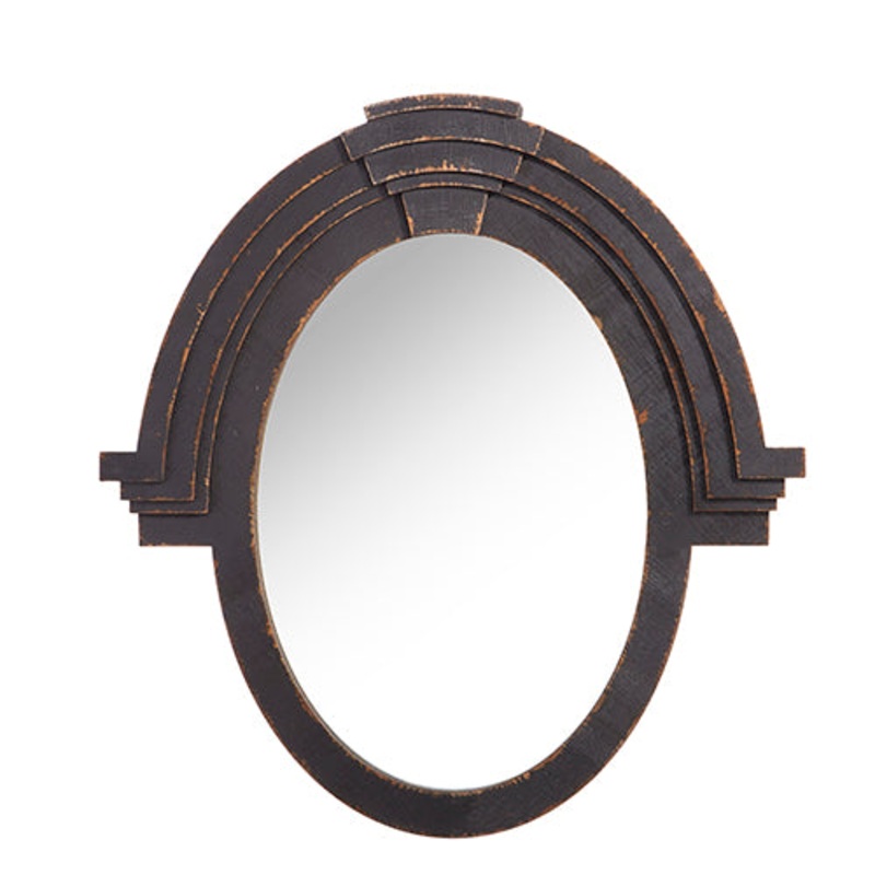 Raz Imports 2023 All Is Calm 38 Distressed Black Oval Mirror