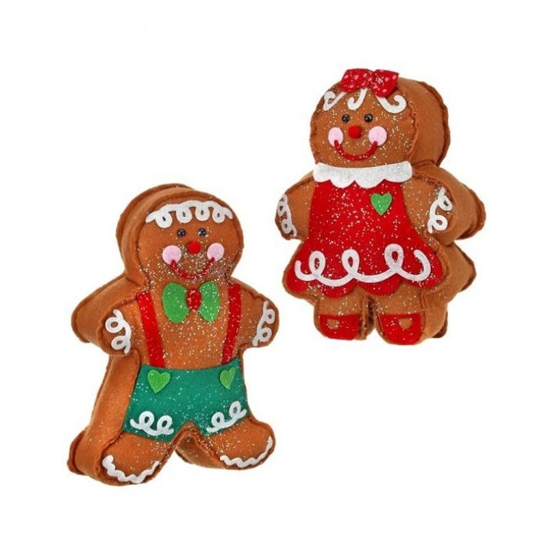 Regency International 13Frost Felt Gingerbread Boy/Girl Tablepiece, S/2 Asst.