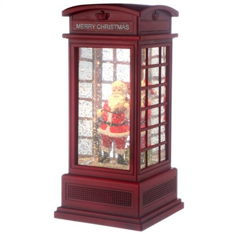 Regency International 8 LED/Battery/Timer Santa Phone Booth Water Globe USB