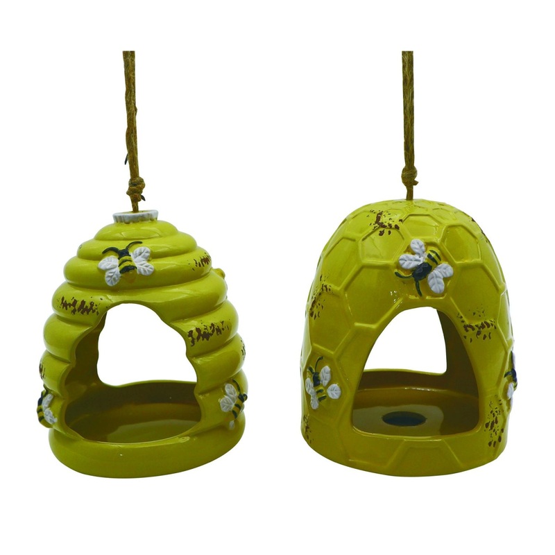 Transpac Dolomite Bee Hive Bird Feeder, Set Of 2, Assortment