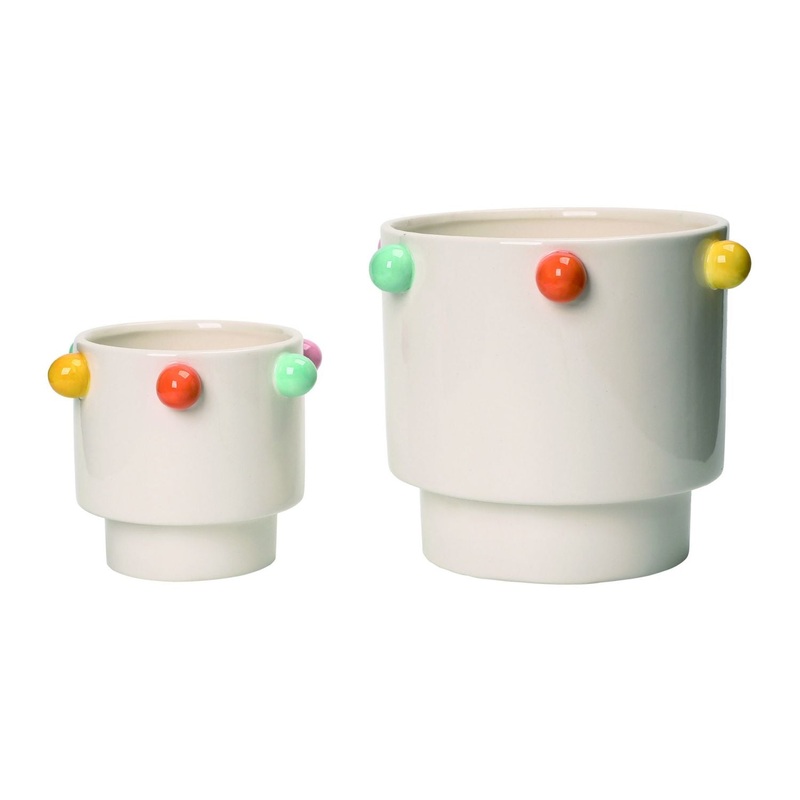Transpac Dolomite Colorful Planter, Set Of 2