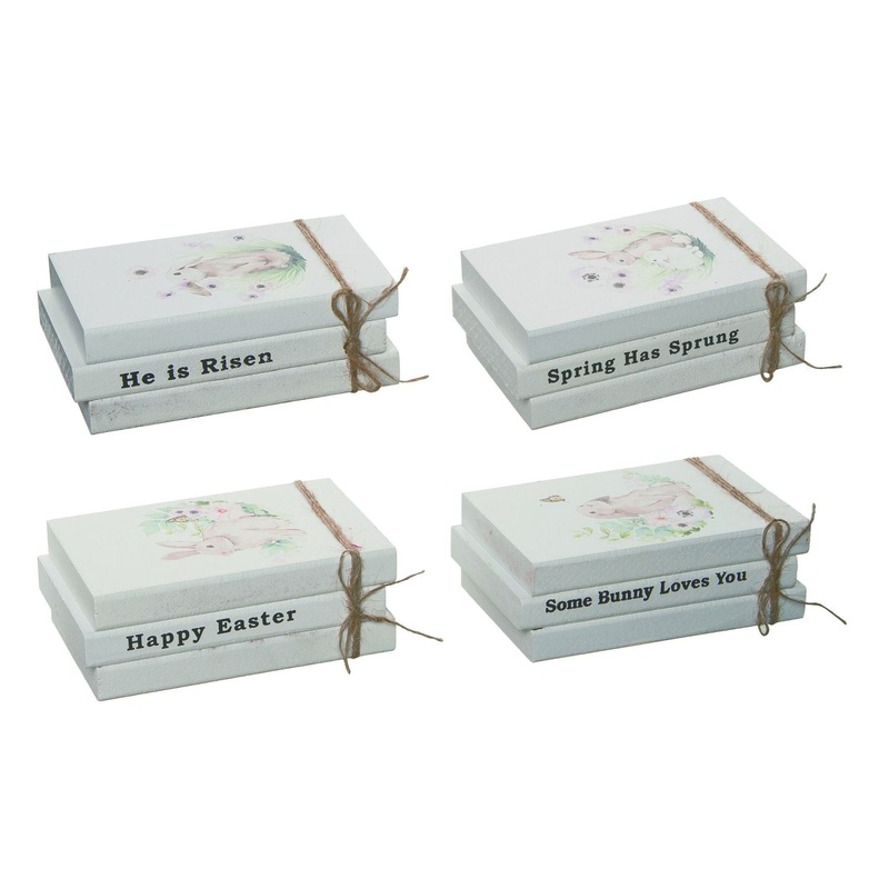 Transpac MDF Easter Book Stack, Set Of 4, Assortment