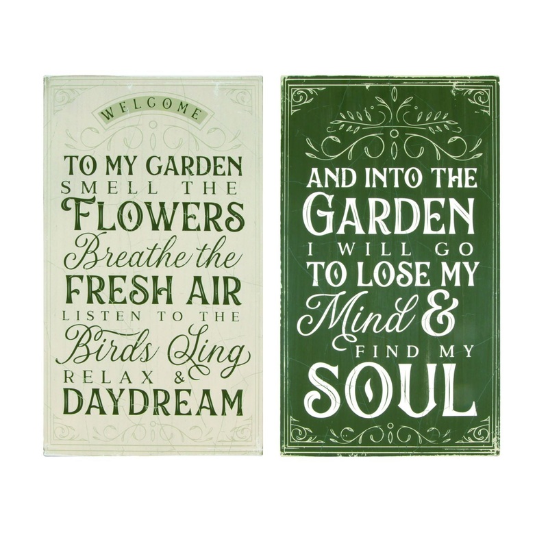 Transpac MDF Large Garden Plaque Decor, Set Of 2, Assortment