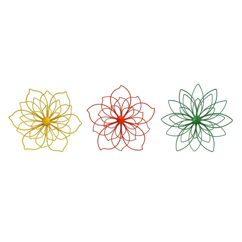 Transpac Metal Mod Floral Wall Decor, Set Of 3, Assortment