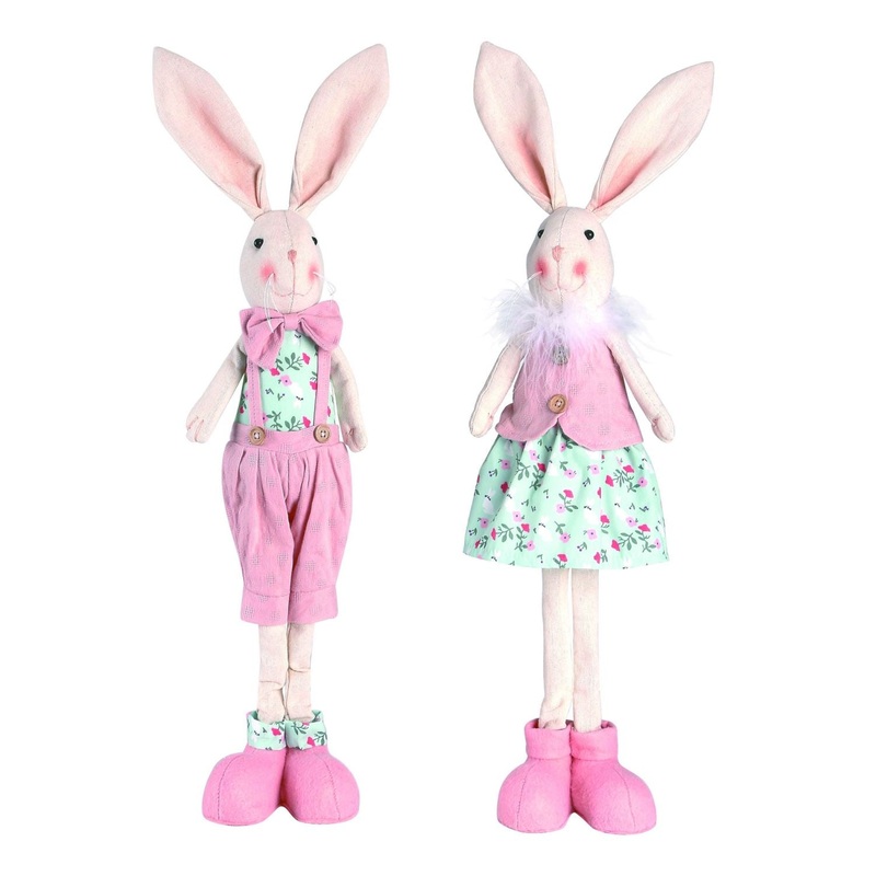 Transpac Plush Standing Bunny, Set Of 2, Assortment