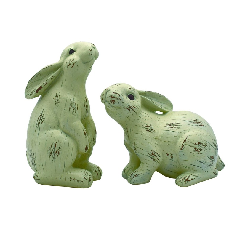 Transpac Resin Beige Bunny Figurine, Set Of 2, Assortment