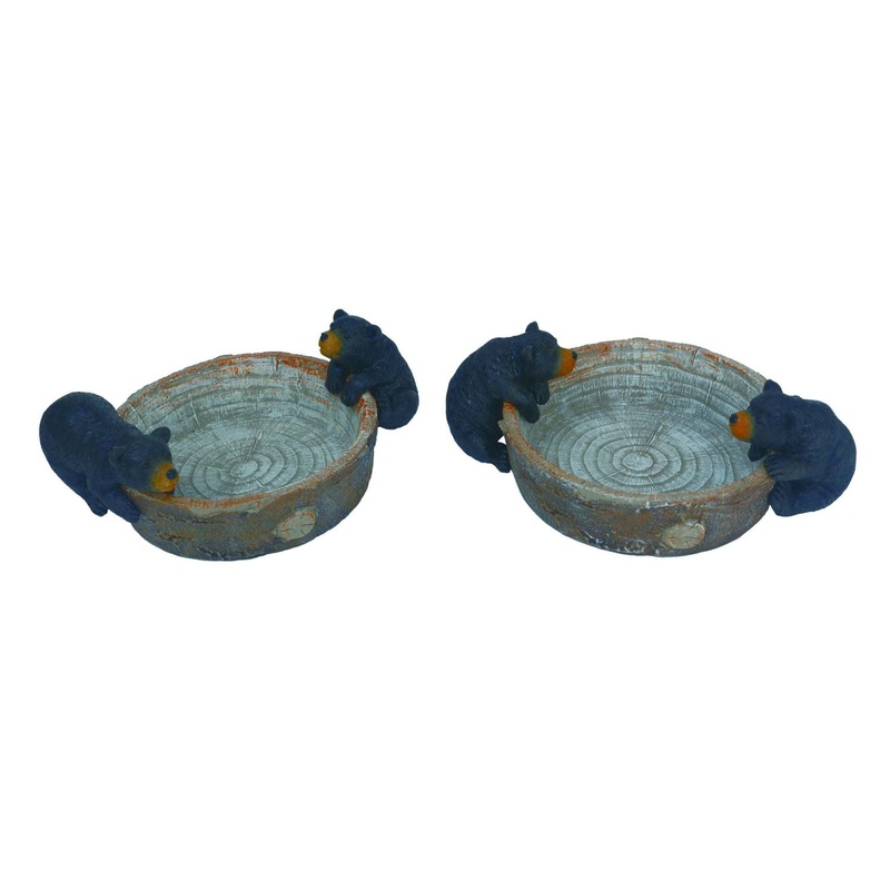 Transpac Resin Black Bear Trinket Dish, Set Of 2, Assortment