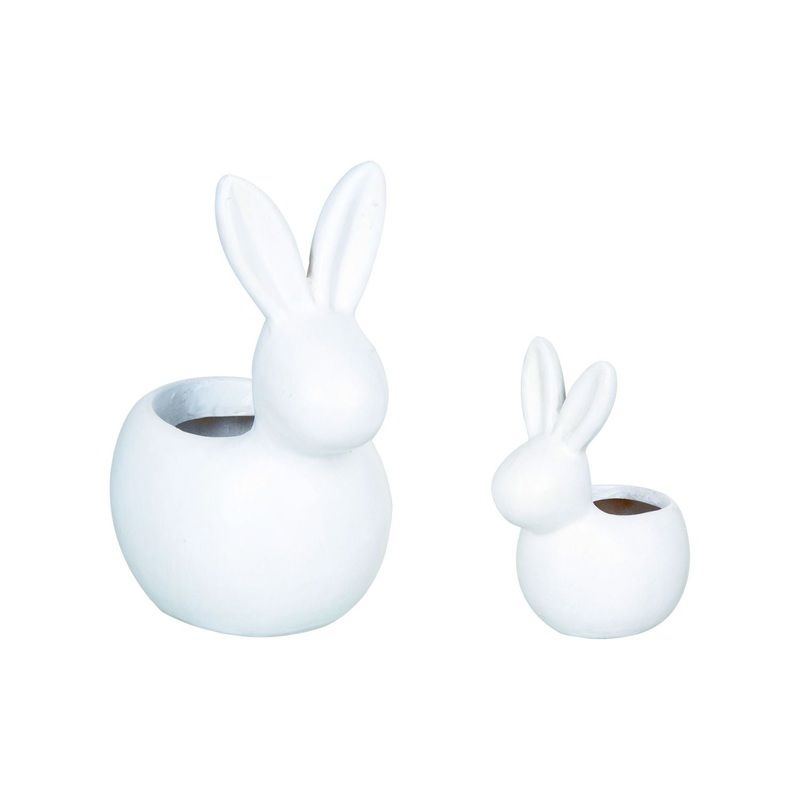 Transpac Resin Elegant Bunny Planters With Drainage Hole, Set Of 2