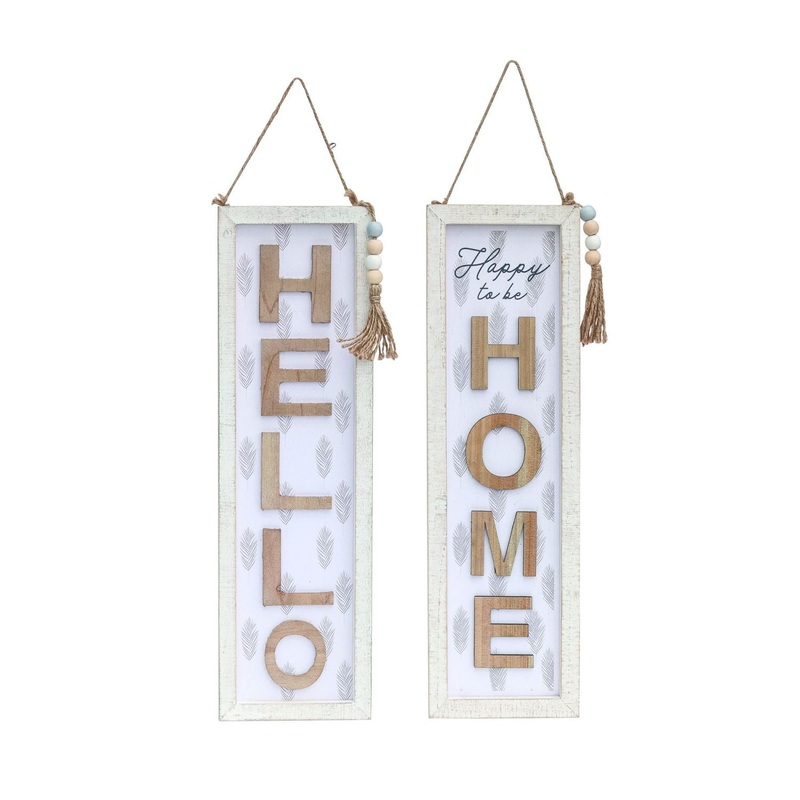Transpac Small MDF Beaded Rustic Sign, Set Of 2, Assortment