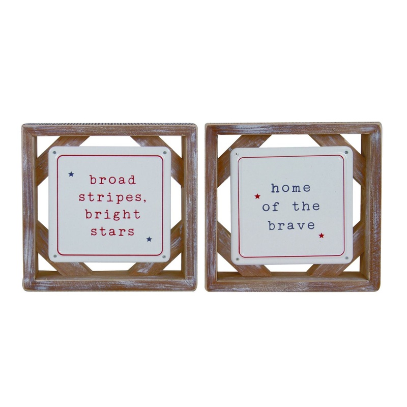 Transpac Wood Framed Metal Wall Decor, Set Of 2, Assortment