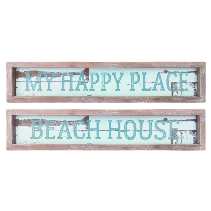 Transpac Wood Rustic Oceanside Wall Decor, Set Of 2, Assortment
