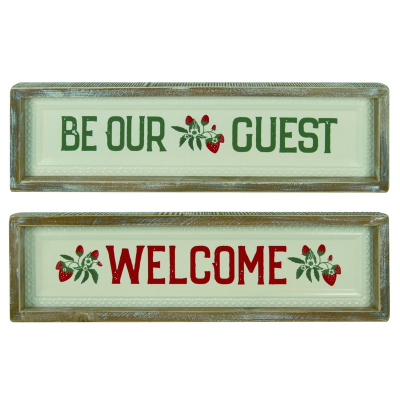 Transpac Wood Strawberry Theme Sign, Set Of 2, Assortment