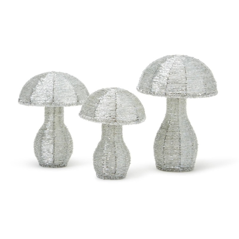 Two’s Company Forest Belle Set Of 3 Hand-Crafted Beaded Mushrooms
