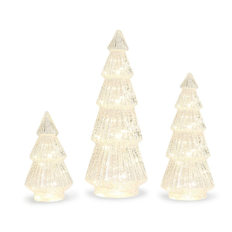 Two’s Company Luminous Set of 3 Glowing Christmas Trees in 3 Sizes