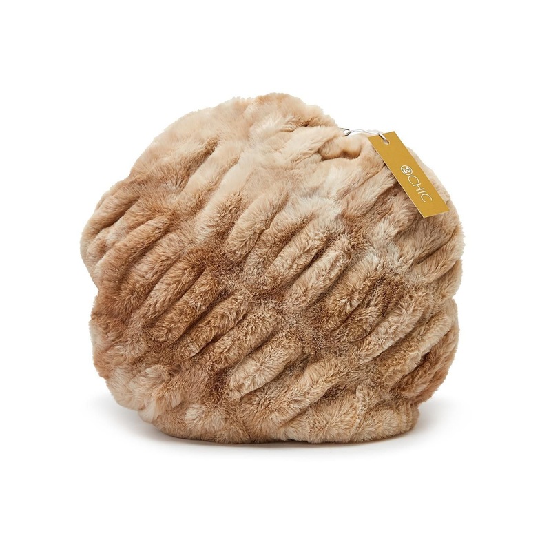 Two’s Cozi Cutie Premiere Super Luxe Marbled Faux Fur Round Decorative Pillow