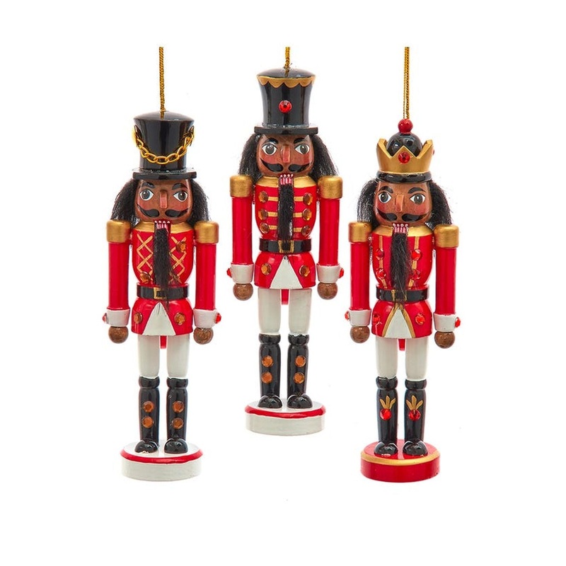 6 Red and White African American Nutcracker Ornaments, Set Of 3, Assortment