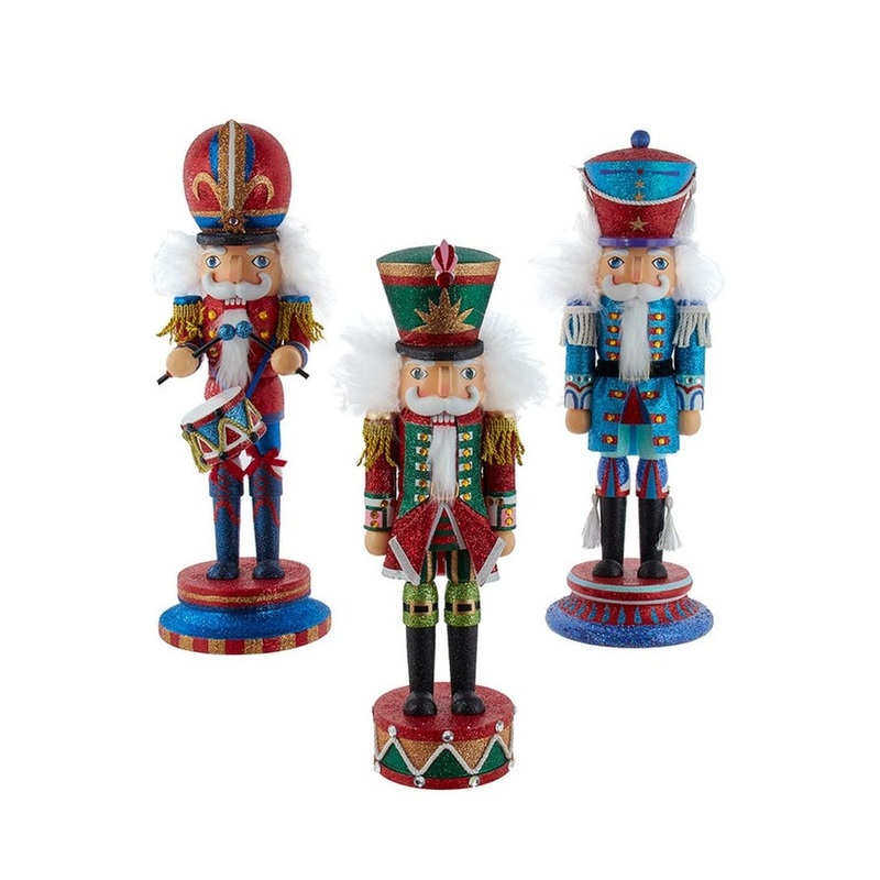Kurt Adler 15 Hollywood Nutcrackers Colorful Soldier, Set Of 3, Assortment