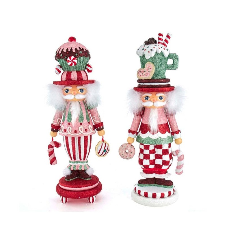 Kurt Adler 16.5 Hollywood Nutcrackers Candy Pattern, Set Of 2, Assortment