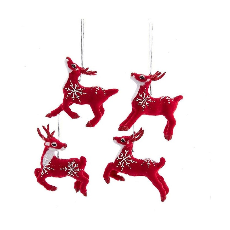 Kurt Adler 4 Deer With Snowflakes Ornaments, Set Of 4, Assortment