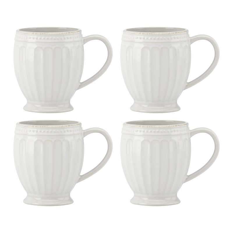 Lenox French Perle Groove White Mug, Set Of 4
