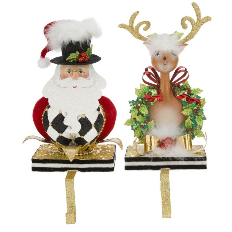 Mark Roberts Christmas 2020 Collection Santa & Deer Stocking Holder, Set of 2
