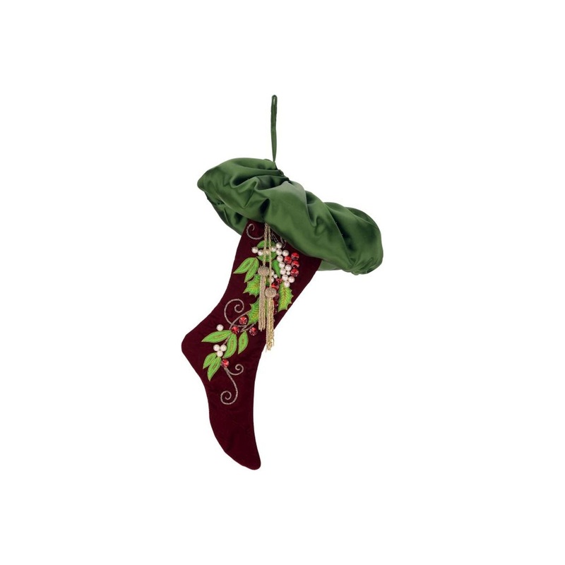 Mark Roberts Christmas 2023 Mistletoe & Holly Stocking 25”
