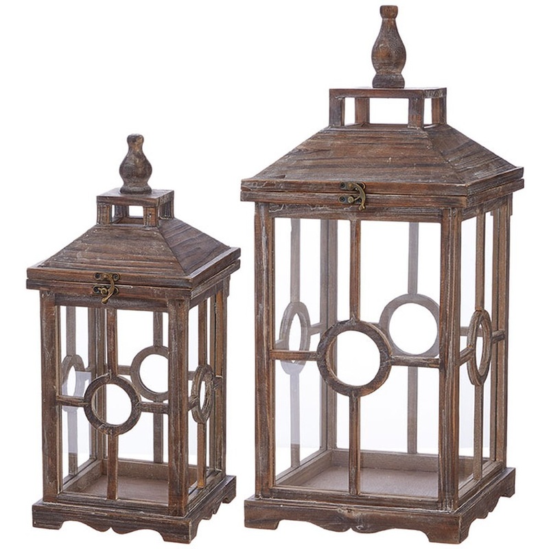 Raz Imports Pinecone Lodge 21.5 Lantern, Set of 2