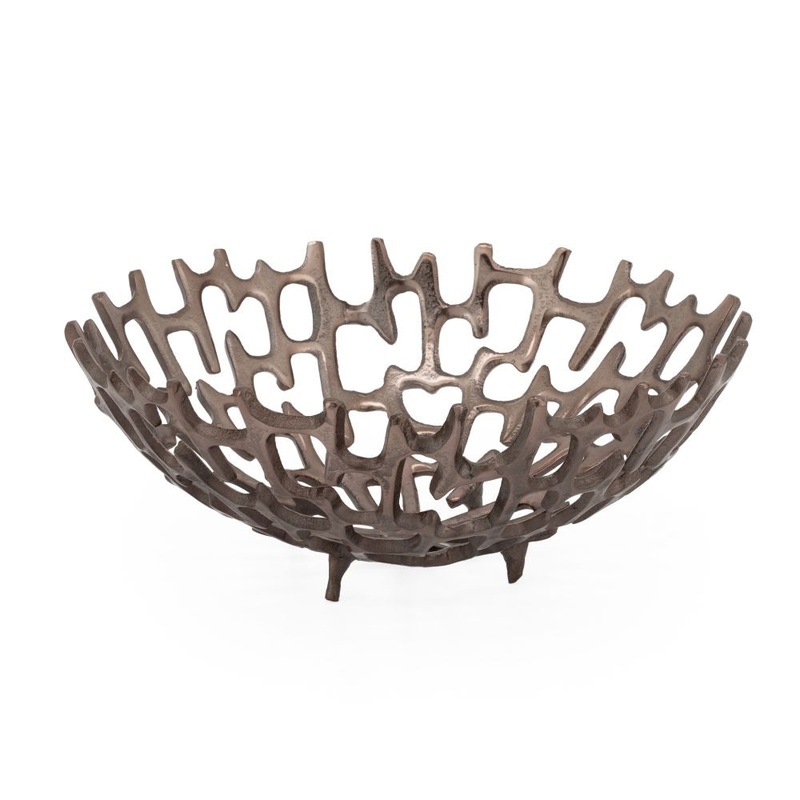 Torre & Tagus Cipher Aluminum Decorative Bowl – Bronze, 13