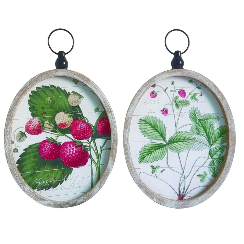 Transpac MDF Strawberry Apothecary Sign, Set Of 2, Assortment