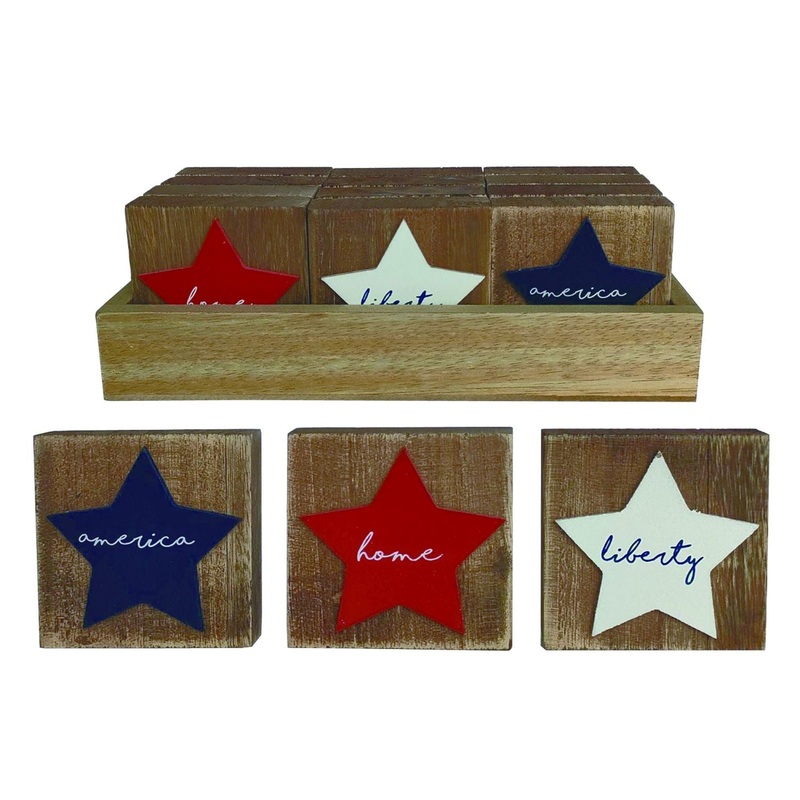 Transpac Mini Wood Dimensional Block Decor In PDQ, Set Of 12