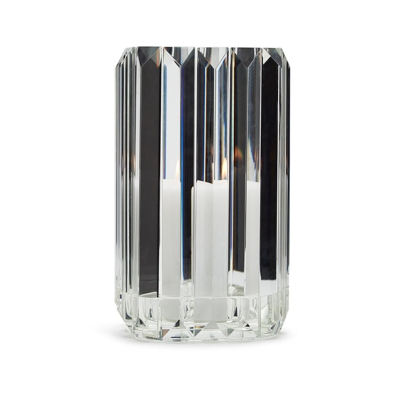 Two’s Company Prism Facets Hand-Cut Crystal Glass Sculpture / Vase Hurricane