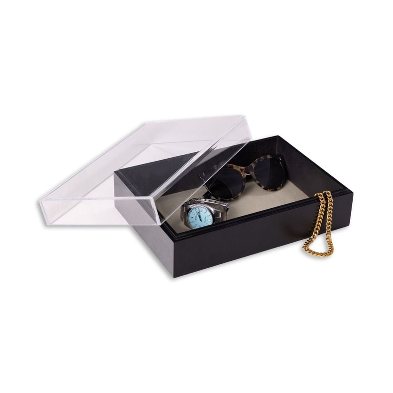 Bey Berk Arno Wood And Acrylic Catch All Valet Box