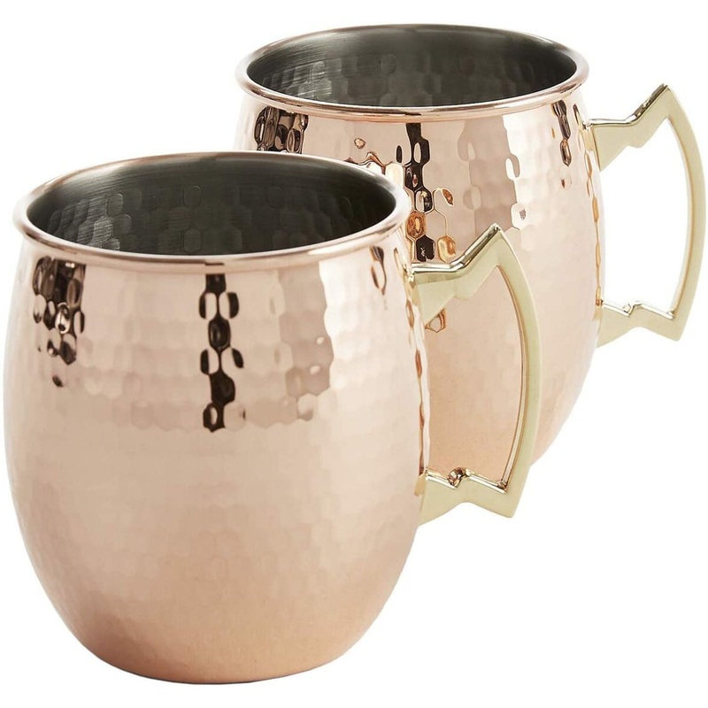 Cambridge 2-Piece 20 Ounce Micro Hammered Copper Moscow Mule Mug