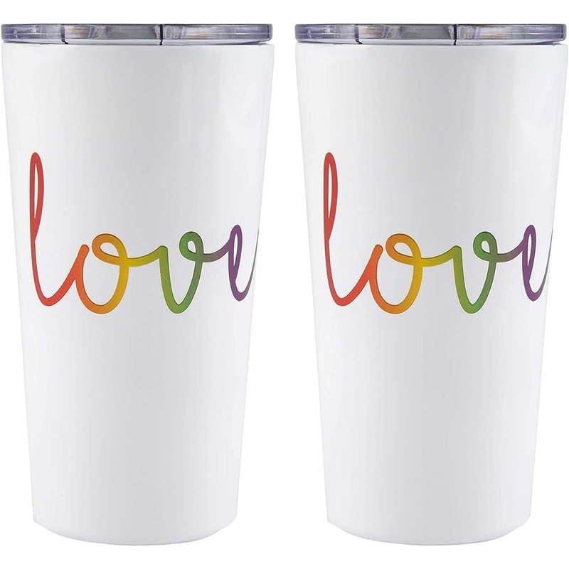 Cambridge Set-2 20 Ounce Highball Tumbler Love White