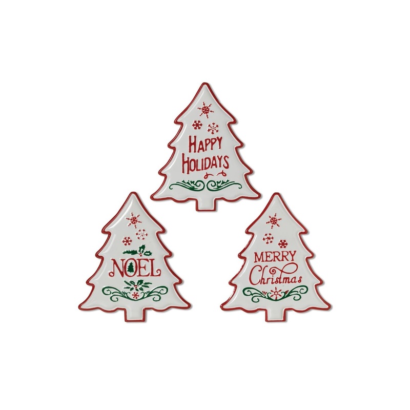 Gerson Company 16.25H Metal Christmas Tree Wall Sign, 3 Assorted