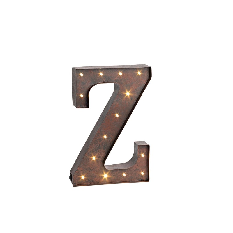 Gerson Company Z Led Lighted Metal Letter. 12Inh Rustic Brown Finish