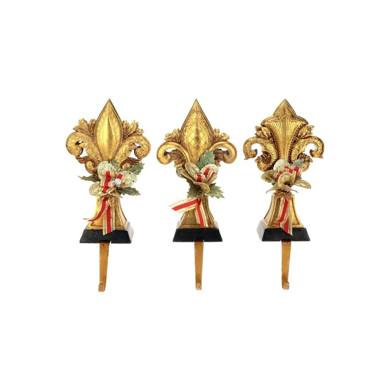 Mark Roberts Christmas 2023 Jeweled Fleur De Lis Stocking Holder 13”, Assortment of 3