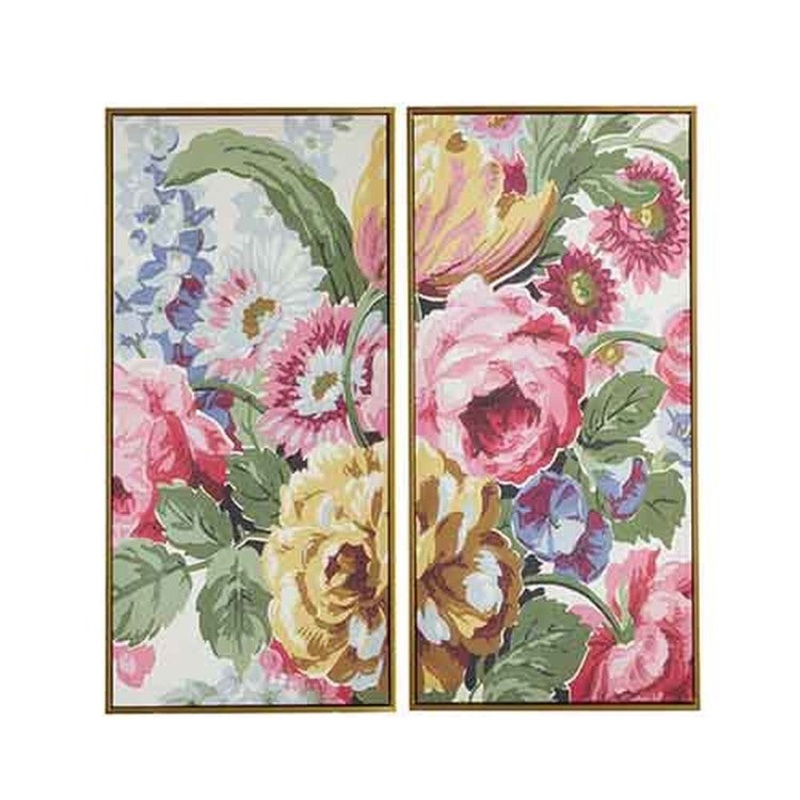 Raz Imports The Cottage 31.25 Floral Diptych Canvas Framed Wall Art, Set of 2