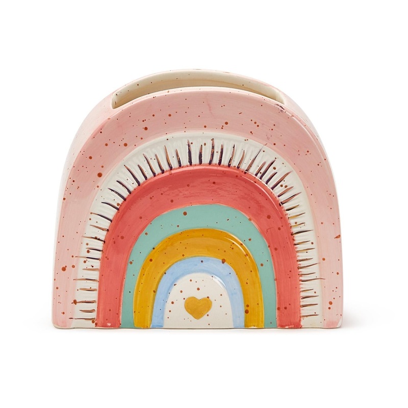 Two’s Company Hand-Painted Rainbow Cachepot Planter/Vase/Pencil Cup
