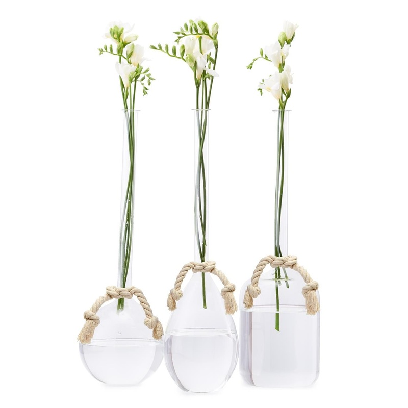 Two’s Company Sleek And Chic Vase Trio With Knotted Rope Tie Set of 3