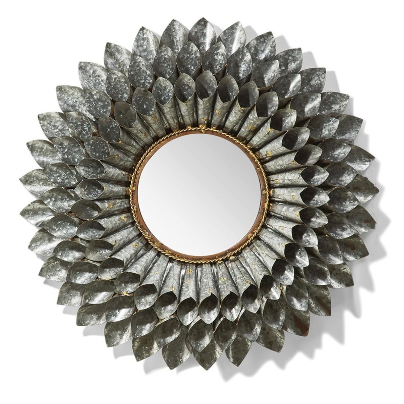 Two’s Company Sunflower Wall Decor with Mirror and Gold Accent